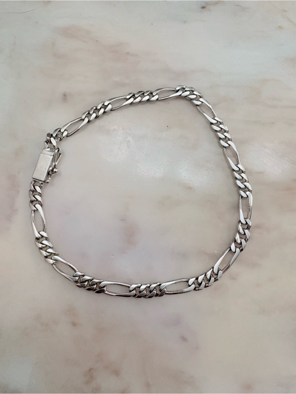 925 Sterling Silver Vintage Mexico Signed Figaro Link Bracelet 8.75 A+ unisex - Picture 3 of 14